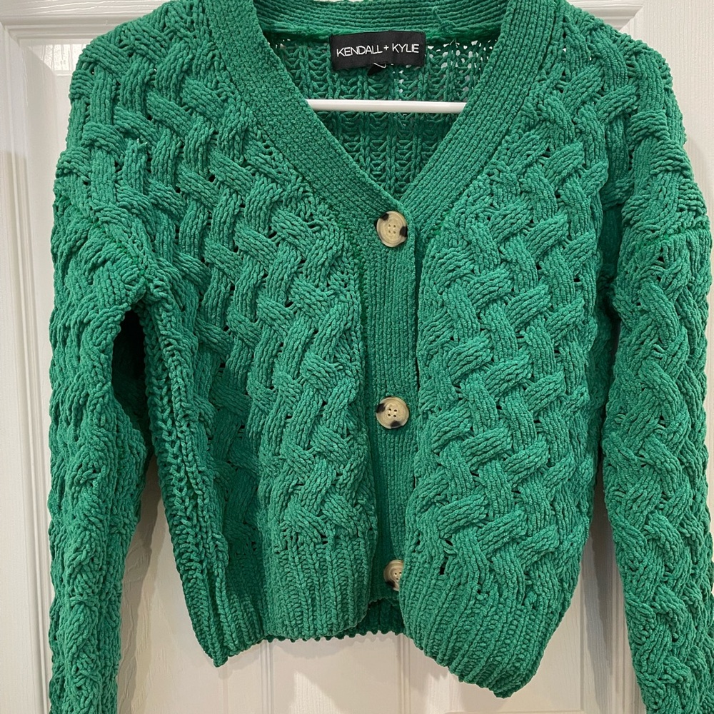 Kendall & Kylie Emerald Green Knit Cardigan